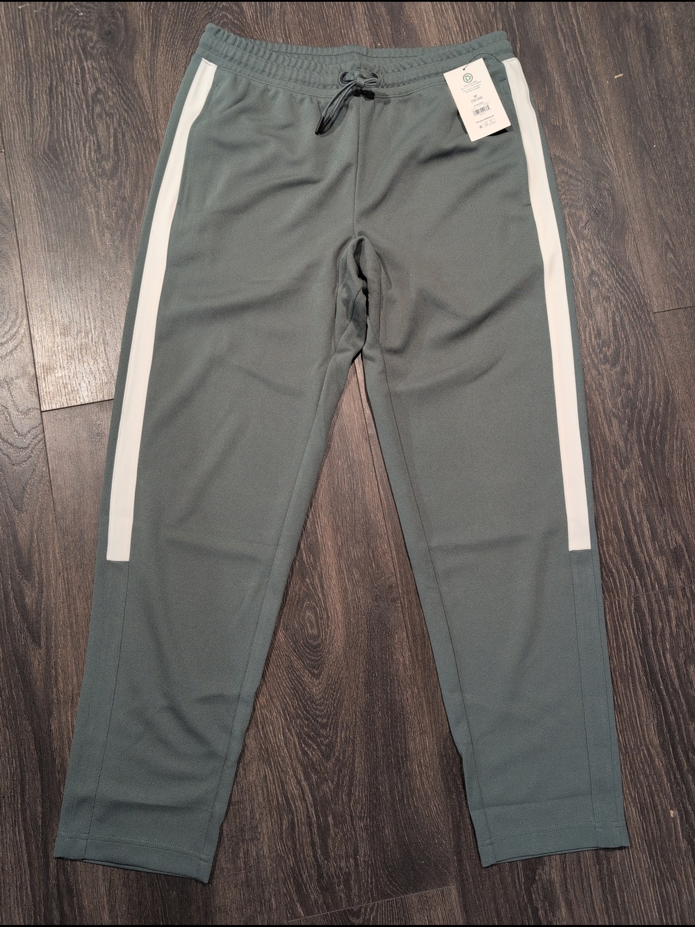 Athletic Works Men's Tricot Track Pants Green With Side Stripe Size M (32-34)NWT